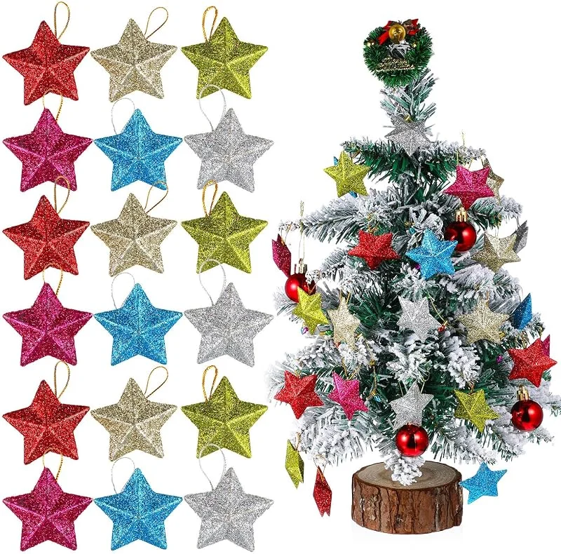 Marke: BESTOYARD 30 Weihnachtsstern Anhänger aus Kunststoff mit Glitzer — Weihnachtsdeko