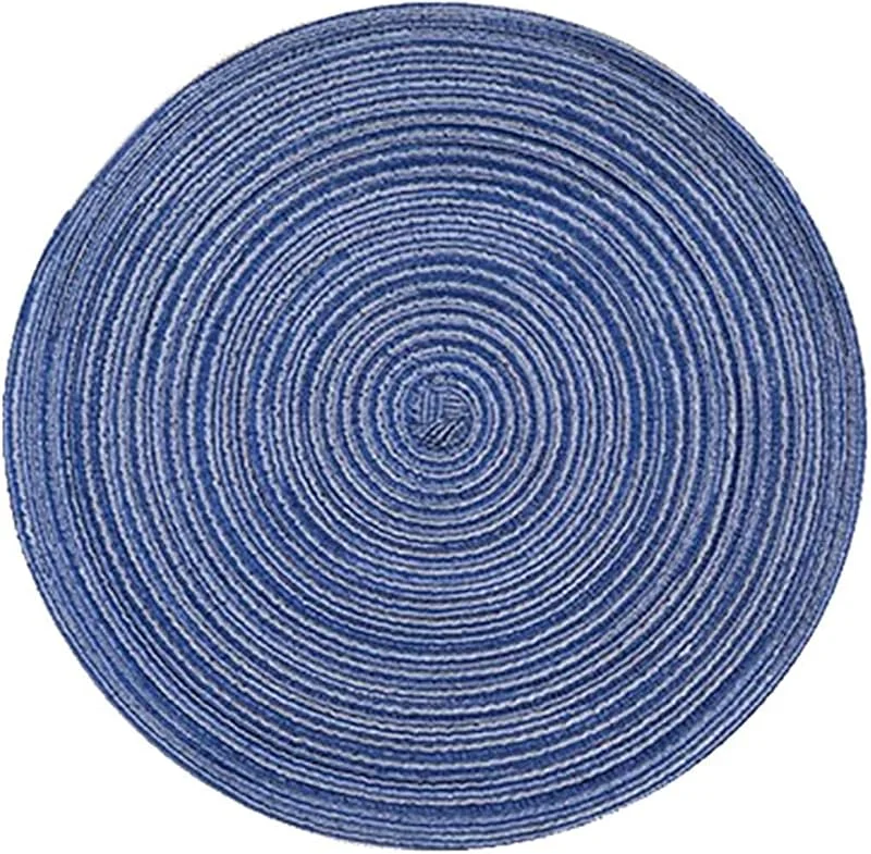 Besuche den Epinki-Store Epinki Tischsets Platzsets Waschbar Rund, 2er Set 36CM Platzdeckchen Weihnachten Deko Kreis Gewebt Muster aus Polyester, Tischuntersetzer Dunkel Blau für Zuhause Restaurant Speisetisch — Küche & Haushalt