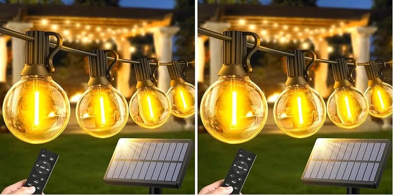 Marke: Warlisou Warlisou Lichterkette außen outdoor Solar Garten - G40 Fernbedienung Lichterkette (Packung mit 2) — Weihnachtsbeleuchtung