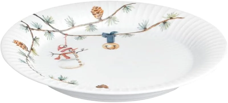 Besuche den HAK Kähler-Store Kähler Teller Ø22 cm Hammershøi Christmas Handarbeit mit Aquarellmalerei, weiss — Advent und Tisch
