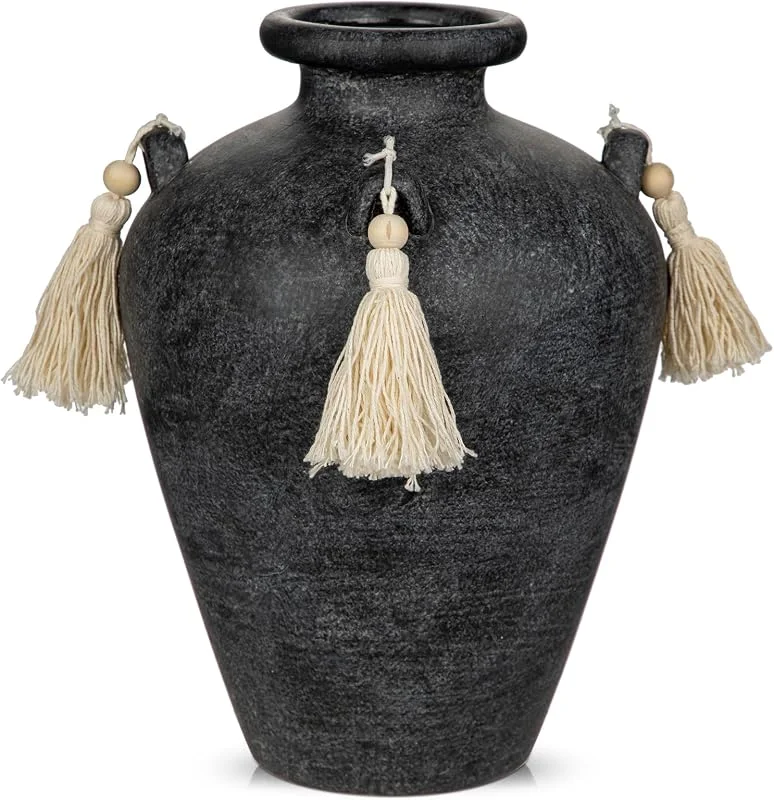Besuche den Arborus-Store Vase Keramik Vintage Vase Schwarz Rustikal Blumenvase Ästhetik — Kerzenlicht Abendessen