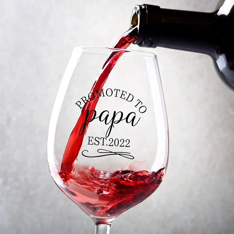Marke: Rimego Weinglas "Promoted to Papa" Weingläser, 2er-Set, tolles Weingeschenk für Hochzeitstag, Weihnachten, Geburtstag, 325 ml — Wein und Festtafel