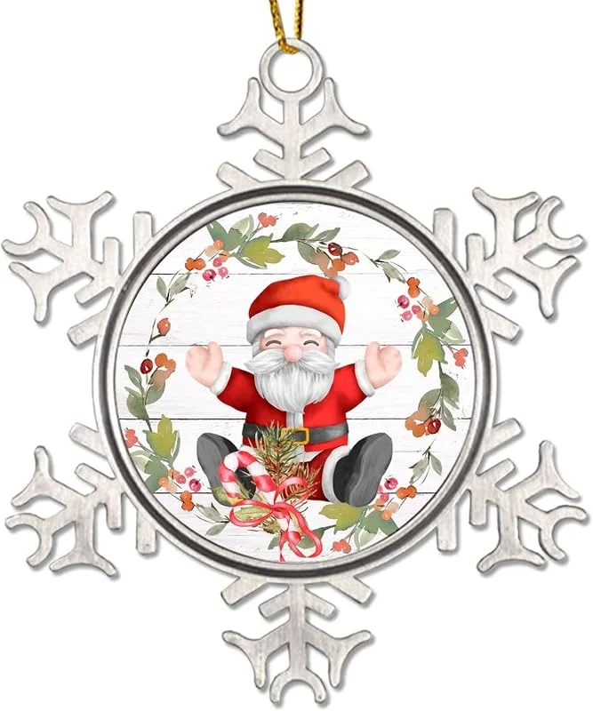 Marke: CowkissSign Weihnachtsmann Weihnachtsschmuck für Kinder Weihnachtsmann Weihnachtsdekoration Vater Weihnachtskranz Urlaubsgeschenk Metall Schneeflocke Weihnachtsbaum Ornament für Kinder Freund