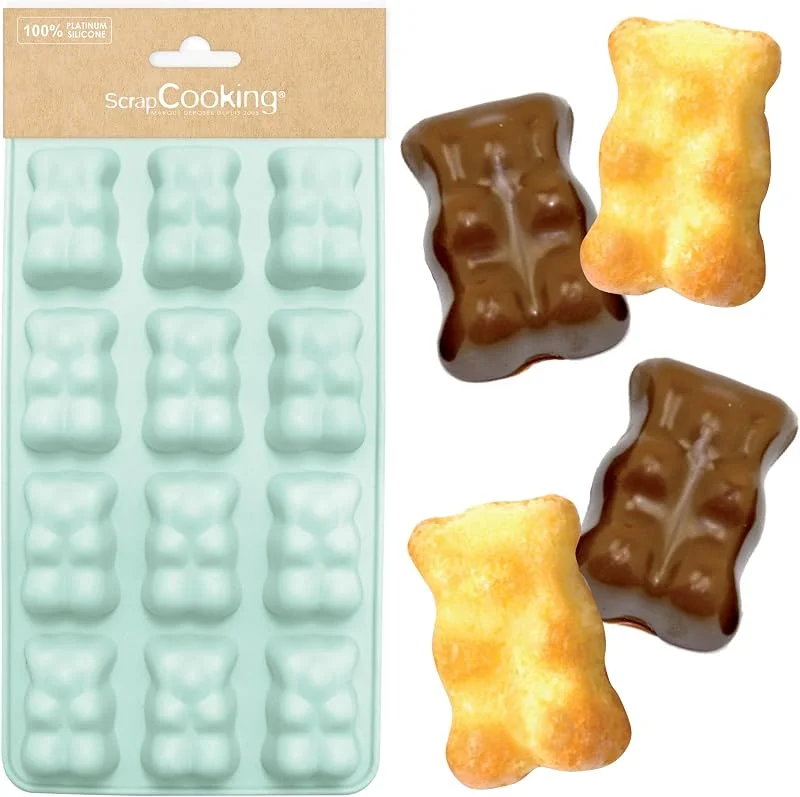 Besuche den ScrapCooking-Store SCRAP COOKING 6723 Marshmallow Bears Silikonform, 12 Formen für Schokolade und Kuchen, weiches Backutensil, geeignet für Backöfen und Gefrierschränke, 25 x 12, 5 x 1, 5 cm, Wassergrün — Weihnachtskueche