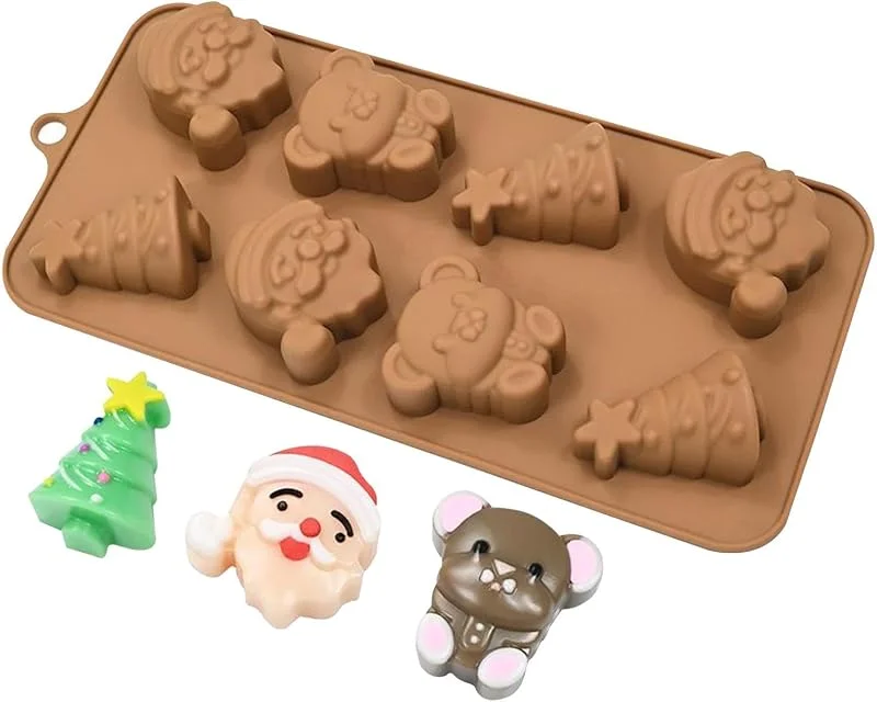 Marke: Generisch Weihnachts-Schokoladenformen 8 Kavitäten Antihaftbeschichtete Backform für — Weihnachtskueche