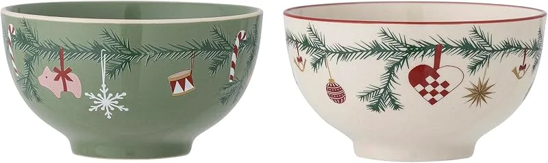 Bloomingville Yule Schalen Set 2-teilig aus Stoneware, grau – 500 ml, Ø 14 cm, spülmaschinenfest – 82054019 — Advent und Tisch