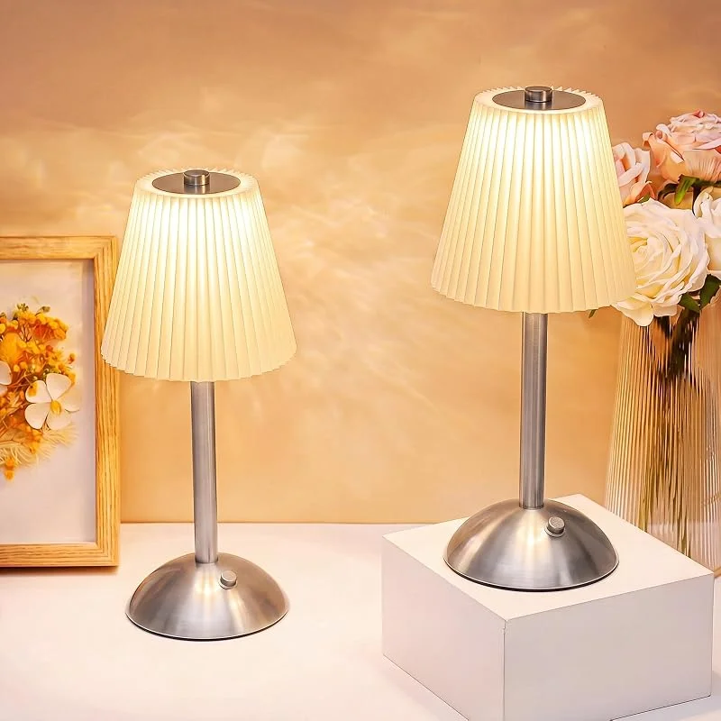 Marke: Liliful Liliful Kabellose Tischlampe, LED-Touch, silberfarben, beige, 2 Stück — Kerzenlicht Abendessen