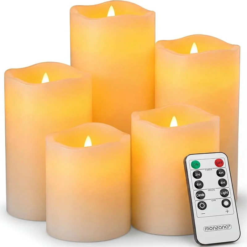 Besuche den Monzana-Store Monzana LED Kerzen 5er Set aus Echtwachs mit Timerfunktion, dimmbar — Weihnachtsbeleuchtung