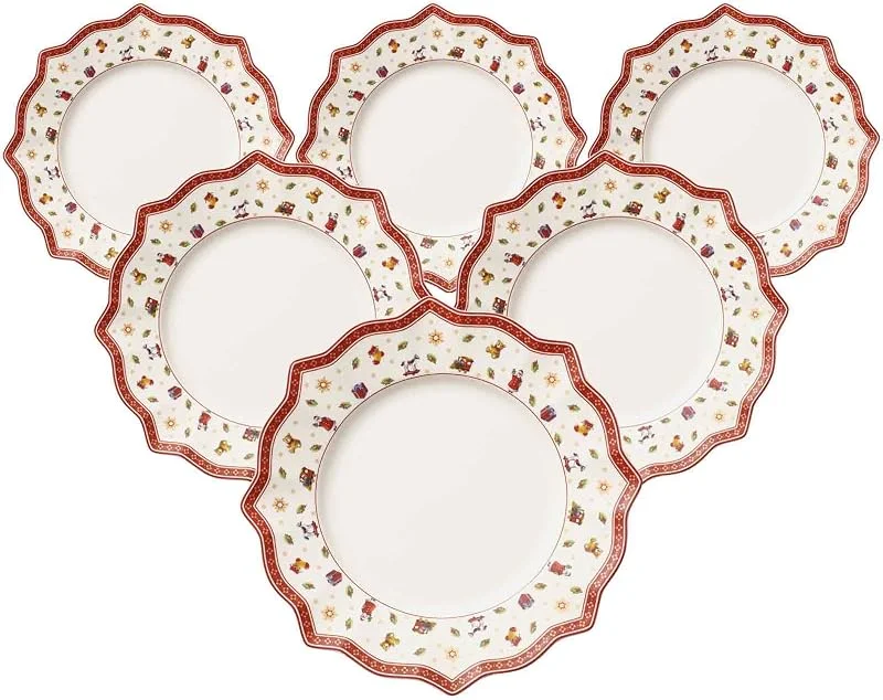 Besuche den Villeroy & Boch-Store Villeroy & Boch Toy's Delight Speiseteller 6er Set, 28 cm, Weihnachtsgeschirr, Ess- und Servierteller für Weihnachten, Premium Porzellan, Weiß — Advent und Tisch