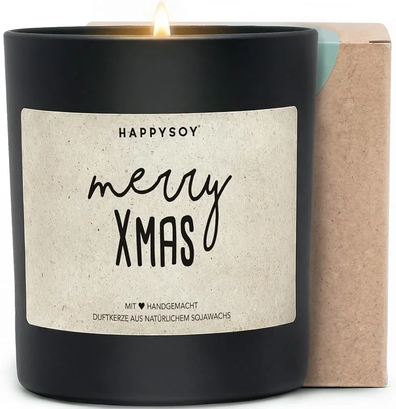 Besuche den Happysoy-Store Geschenk Weihnachten Duftkerze im Glas mit Spruch - natürlich, handgemacht - nachhaltige Geschenkidee - Freund Freundin Eltern Mama Papa Oma Opa- Merry Christmas Deko Xmas - Frohe Weihnacht — Kerzenlicht Abendessen
