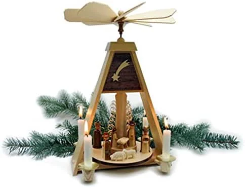 Besuche den Rudolphs Schatzkiste-Store Rudolphs Schatzkiste Pyramide Christi Geburt Natur HxBxT 31x21x21, 5cm NEU Weihnachtspyramide Tischpyramide Tischdekoration Kerze Dekoration Weihnachten Wärmespiel Lichter Figur Holz Seiffen — Weihnachtsdeko