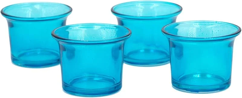 Besuche den Creativery-Store Teelichtgläser 63x45 mm Set 4 Stück Teelichthalter Glas mit geschwungenem Rand Tulpenform Farbauswahl: dunkel türkis 340D — Advent und Tisch