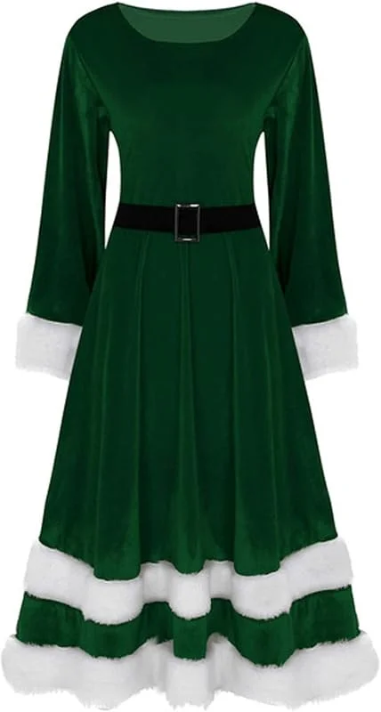 Marke: Generisch Generisch Weihnachtsfrau Kostüm Damen Weihnachtsmann Kleid Mit Kapuze Nikolaus Weihnachten Rot Weihnachtskostüme Samt Party Cosplay Kleider Santa Weihnachtsoutfit — Weihnachtsmode