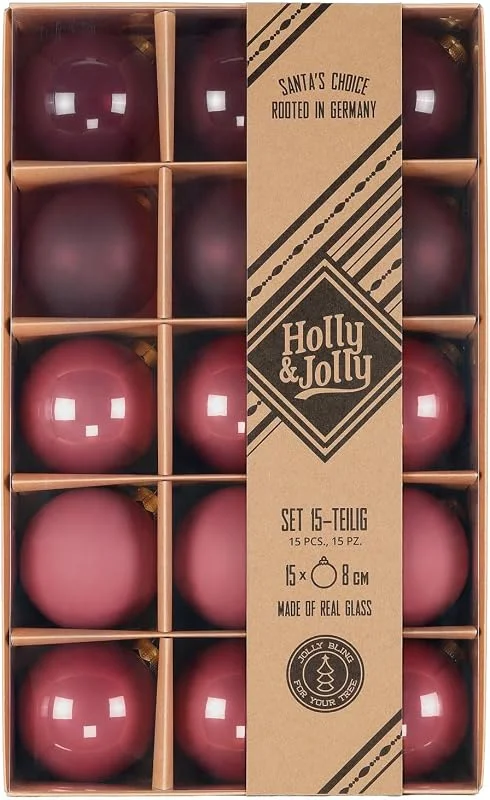 Marke: Holly & Jolly Holly & Jolly - Weihnachtskugeln Dusty Rose Flow, 15 Stück — Weihnachtsdeko