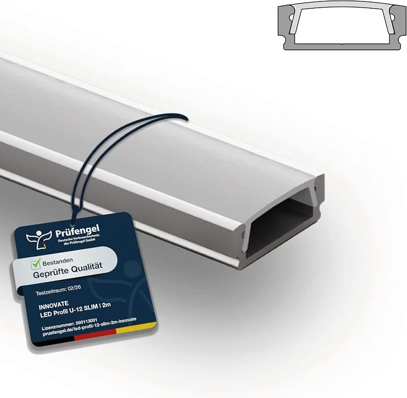 Besuche den INNOVATE-Store INNOVATE U-12 SLIM LED Profil 2m Silber 1 Stück 17x6mm Diffusor Milchig — Kerzenlicht Abendessen