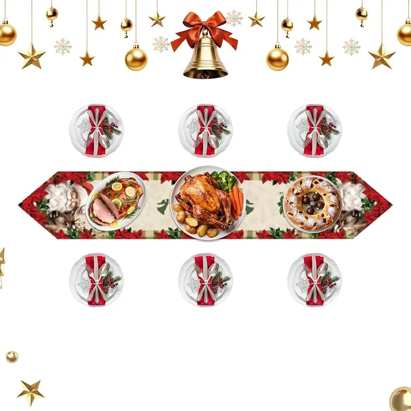 Marke: Générique Tischläufer für Weihnachten – lange und weiche Dekorationen für Partys – roter Tischläufer für Party und Esszimmer, für Dekoration von Winterpartys, Küche, Landhaus, Restaurant Bure — Küche & Haushalt