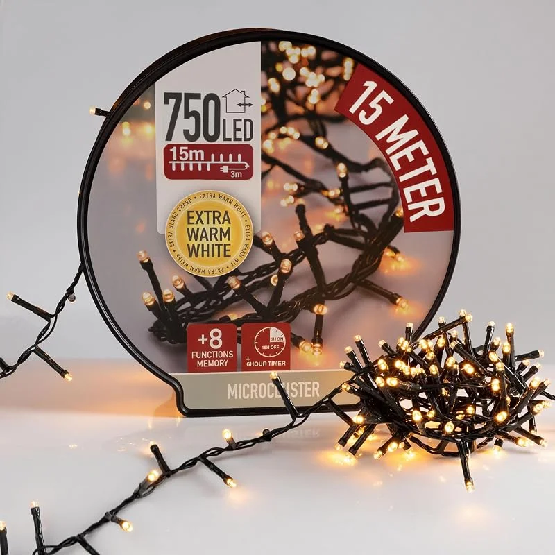 Besuche den Spetebo-Store LED Lichterkette auf Trommel - extra warmweiß - Länge 15 m, 750 LED - Büschel Lichterkette mit Timer und 8 Funktionen - für den Innen- und Außenbereich — Weihnachtsbeleuchtung