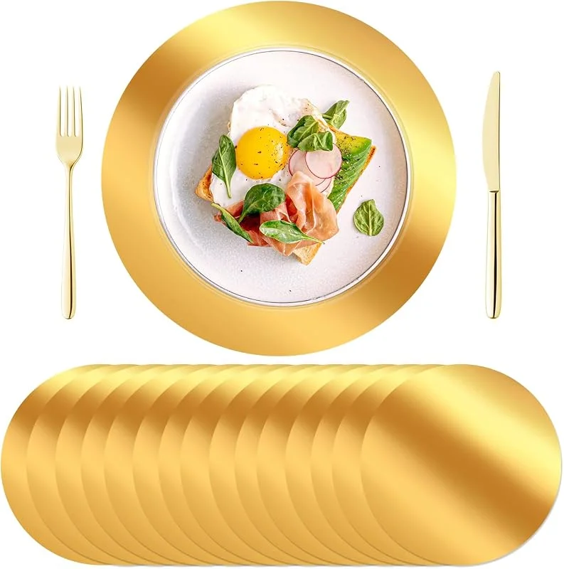 Marke: KesaPlan KesaPlan Runde goldene Platzsets, 33 cm, Einweg-Papier-Tischsets für Esstisch, verspiegelt, goldfarben, Platzset für Küche, Bankett, Tisch, Hochzeit, Geburtstag, Dinner-Party, 50 Stück — Küche & Haushalt