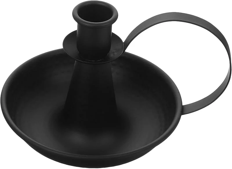 Marke: BESTOYARD Vintage Kerzenständerhalter aus Eisen, Schwarz, Rund mit Griff — Kerzenlicht Abendessen