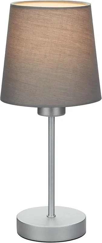 Besuche den BRILONER-Store BRILONER - Nachttischlampe mit Kabelschalter, Lampenschirm aus Stoff, E14 Fassung max. 25 Watt, Tischlampe, Lampe, Schreibtischlampe, Tischleuchte, Bürolampe, Leselampe Bett, 10x31, 4 cm, Grau-Silber — Kerzenlicht Abendessen