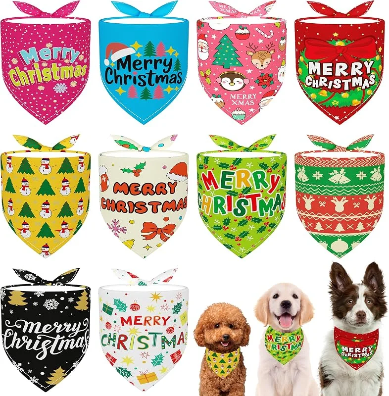 Marke: JpGdn Hundehalstuch, Dreieckstuch, Halstuch, Schal, Schneemann, Weihnachtsmann, Elch, Weihnachtsbaum, Muster, für Mädchen, Jungen, klein, mittel, groß, Welpen, Hundepflege, Kostüm, 10 Stück — Weihnachtsmode