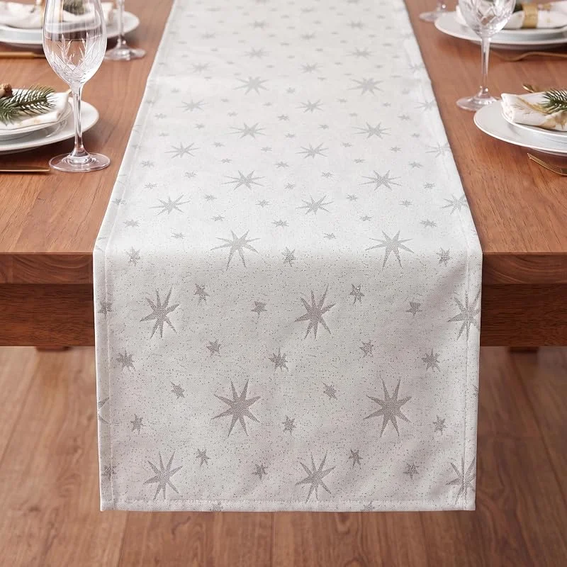 Besuche den Schwar Textilien-Store Weihnachtsläufer Tisch 40x100 cm Weiß mit Sternen & Lurex - waschbar — Küche & Haushalt
