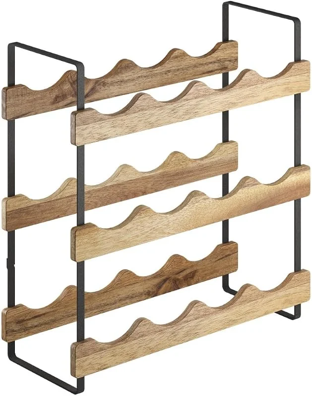 Besuche den Metaltex-Store Metaltex York LAVA Weinregal 3 Etagen – Flaschenregal Holz Metall schwarz — Wein und Festtafel