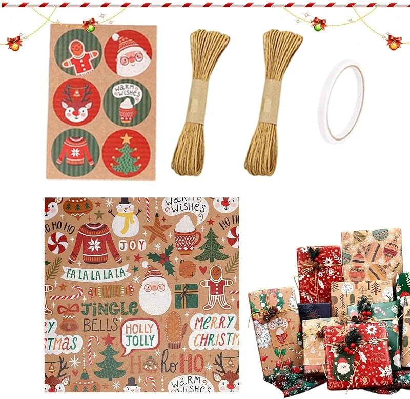 Marke: Generisch Geschenkpapier für Weihnachten, 6 Rollen, 50 x 70 cm, festlich, niedlich — Geschenkverpackung