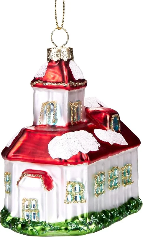 Besuche den BRUBAKER-Store BRUBAKER Verschneite Kirche - Handbemalte Weihnachtskugel aus Glas — Weihnachtsdeko