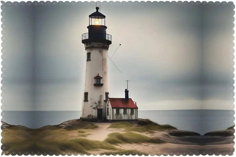 Marke: JIPOFD Old Lighthouse-Standard-Scale-2_00 x Weihnachts-Platzsets, waschbar, Esstischmatten für Küche, Geschenk, leicht zu reinigen, 30, 5 x 45, 7 cm, 6 Stück — Küche & Haushalt