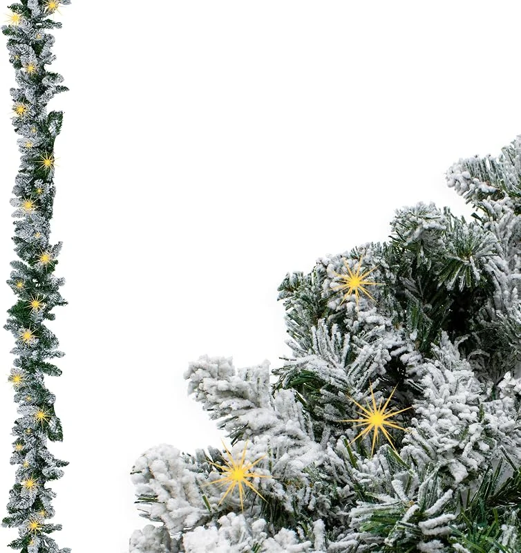 Besuche den Spetebo-Store LED Tannengirlande mit Schnee, Glitzer, 183 cm, 35 LEDs, Timer — Weihnachtsdeko