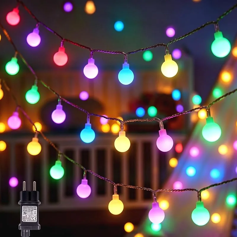 Marke: LEDYA LEDYA Kugel Lichterkette Bunt, 12M 120 LEDs Partylichterkette mit Stecker für Innen und Außen, 8 Leuchtmodi mit Timer und Memory-Funktion, ideal für Weihnachten, Hochzeit, Garten, Balkon, Party Deko — Weihnachtsbeleuchtung