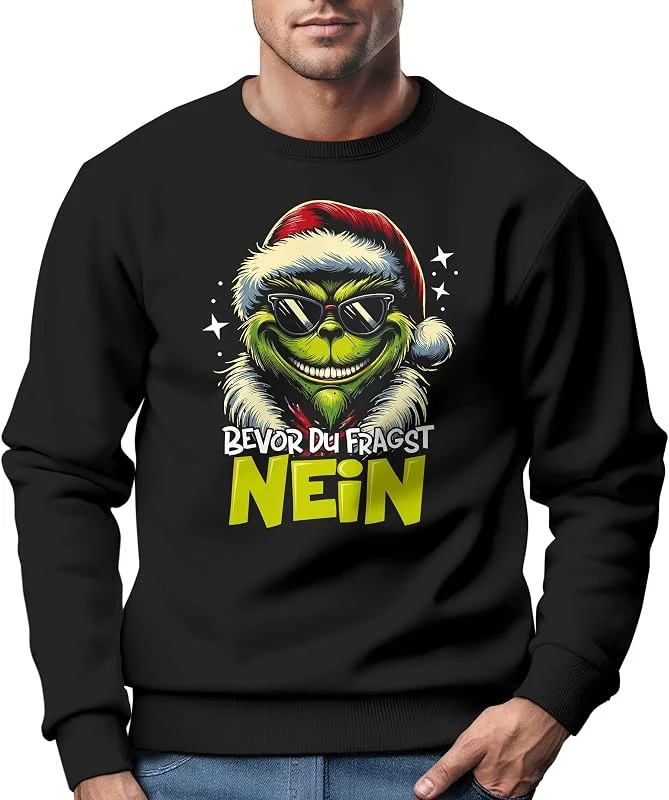 Besuche den MoonWorks-Store MoonWorks® Sweatshirt Herren Weihnachtspullover Grinch Spruch Weihnachten Nein Weihnachtmuffel — Weihnachtsmode
