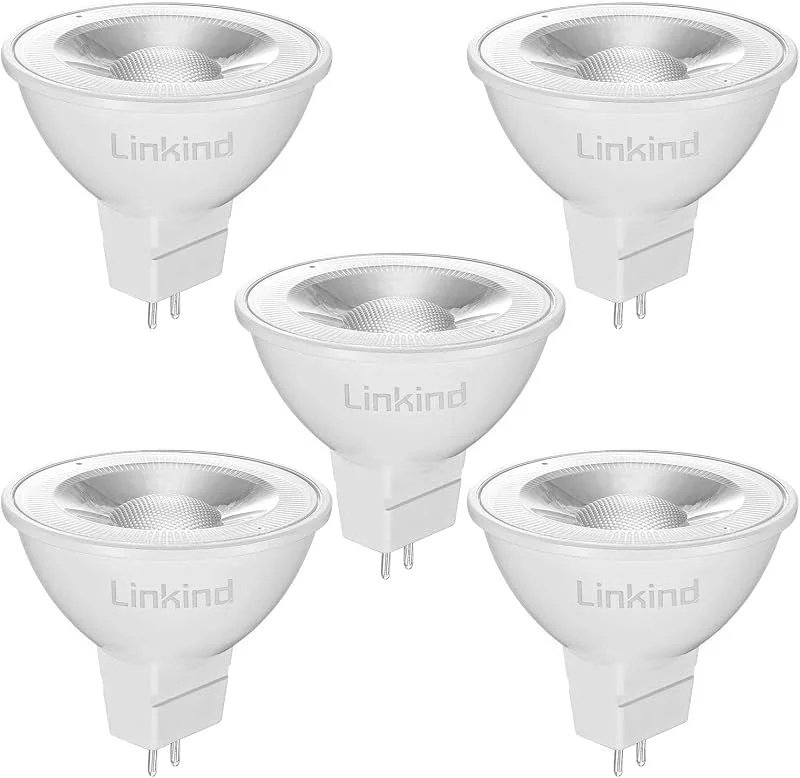 Besuche den Linkind-Store Linkind GU5.3 MR16 LED 5W Lampe 12V, 50 Watt ersetzt, 2700K Warmweiß 36° Abstrahlwinkel LED Spot MR16, 520Lm AC, DC 12Volt Leuchtmittel, Nicht dimmbar, 5 Stück — Kerzenlicht Abendessen
