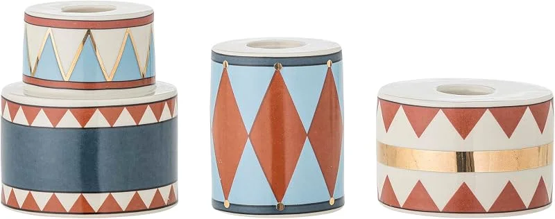 Bloomingville Bitja Kerzenhalter, Steingut, 3er Set — Kerzenlicht Abendessen