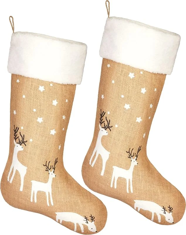 Besuche den BRUBAKER-Store BRUBAKER 2er Set Weihnachtsstrumpf zum Befüllen und Aufhängen - 52 cm — Weihnachtsdeko