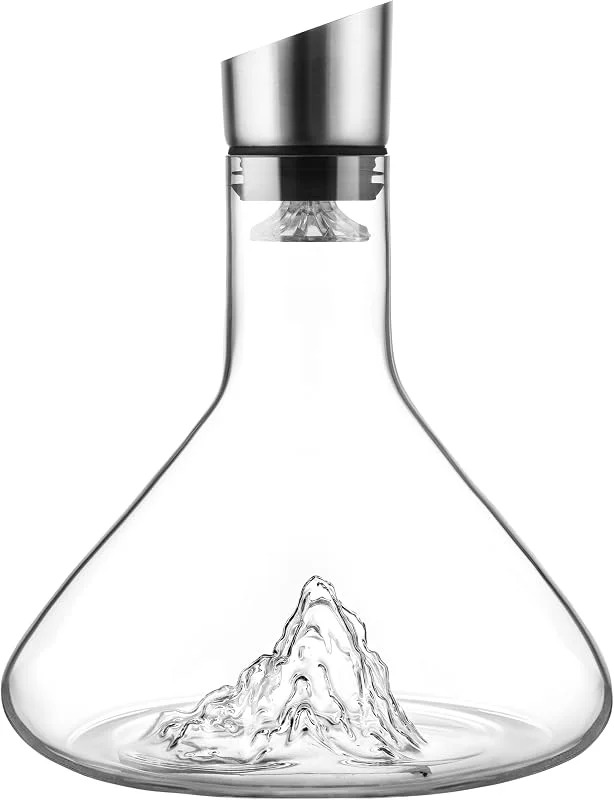 Marke: Cooko Cooko Weindekanter, 1200 ml, Kristallklarer Dekanter mit 12-Kanal-Belüftung und Wasserfall-Design — Wein und Festtafel