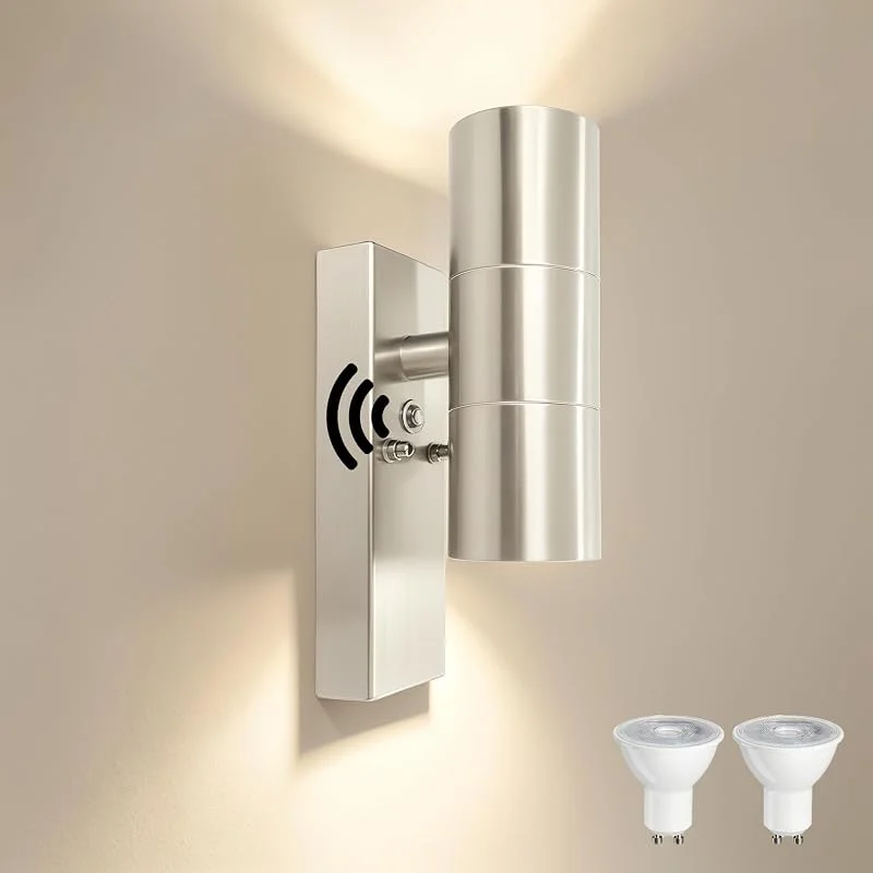 Besuche den JNR-Store JNR Außenlampe mit Dämmerungssensor, Edelstahl Aussenleuchte, Silber — Weihnachtsbeleuchtung