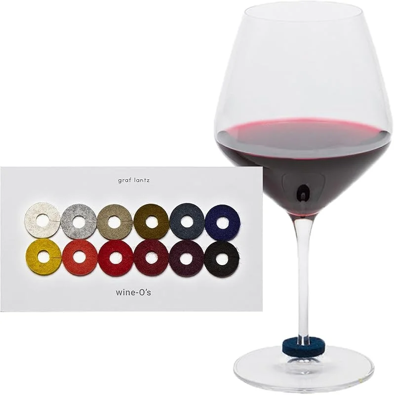 Marke: Graf Lantz Graf Lantz - Wine-Ote's Merino Wool Felt Wine Marker Note Card Set - Wine Glass Identifier - Drink Marker - Wine Charms - Home Decor, Boho, Vacation Essentials - Wine Gifts - in 7 or 12 Wine-O Sets — Wein und Festtafel