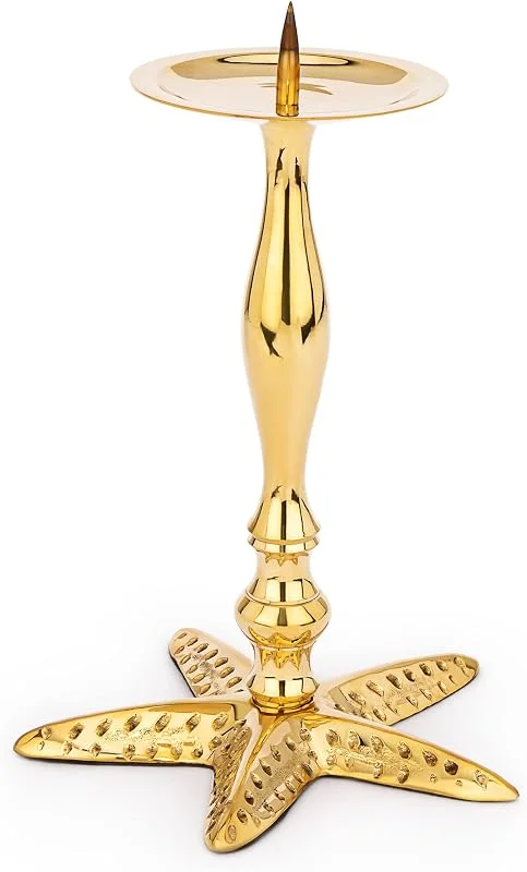 Besuche den NKlaus-Store NKlaus Maritimer Seestern-Kerzenständer aus Messing, Gold, 23cm hoch — Kerzenlicht Abendessen