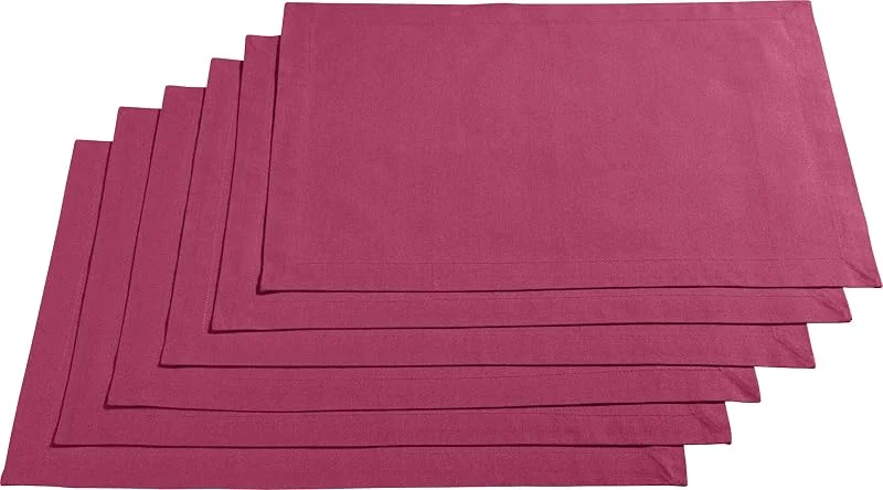 Besuche den REDBEST-Store REDBEST Tischset, Platzset, Untersetzer Uni 6er-Pack Seattle, 100% Baumwolle Beere Größe 30x45 cm - Robustes, glattes Gewebe, mit hochwertigem Kuvertsaum — Küche & Haushalt