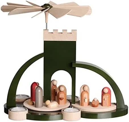 Besuche den Rudolphs Schatzkiste-Store Rudolphs Schatzkiste Bogenpyramide Christi Geburt grün BxHxT 33x29x18, 5cm NEU Holzpyramide Weihnachtspyramide Designpyramide Tischpyramide Wärmespiel Tischdeko Dekoration Weihnachten Wärmespiel — Weihnachtsdeko