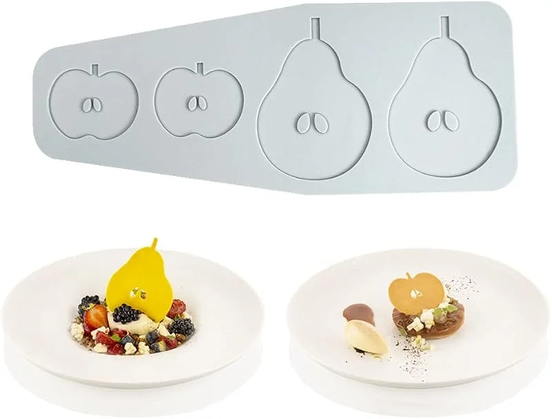 Marke: TUKE Silikonform in hohler Blattform für Pralinen, 3D-Bonbons und Süßwaren, hohle Blattformen für Lebensmittel, Speisedekorationen, Fondant, Polymer-Ton (Apfel Birne B, 25, 3 x 10, 2 x 0, 3 cm) — Weihnachtskueche