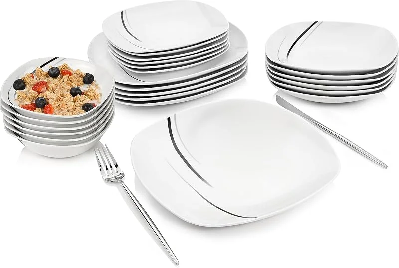 Besuche den Sänger-Store SÄNGER Kombiservice Bilgola Black Lines 24 teilig, Porzellan Schüsseln — Advent und Tisch