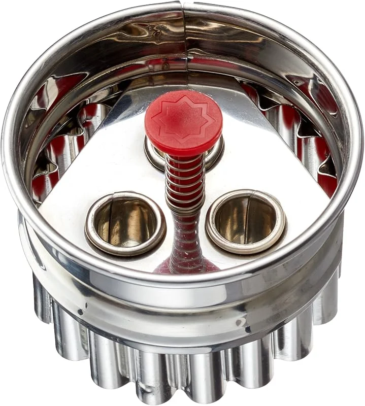 Besuche den Städter-Store Städter 966056 Linzer- Ausstecher mit Auswerfer 3-Loch, Edelstahl, Silber, rot, 4, 8 x 4, 8 x 4, 8 cm — Weihnachtskueche