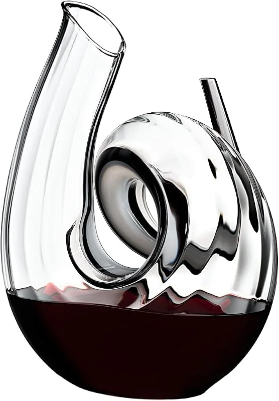 Riedel - Decanter - Dekanter - Weindekanter - Curly Fatto A Mano Black, White, Black Optic - Kristallglas - 1, 4 l — Wein und Festtafel