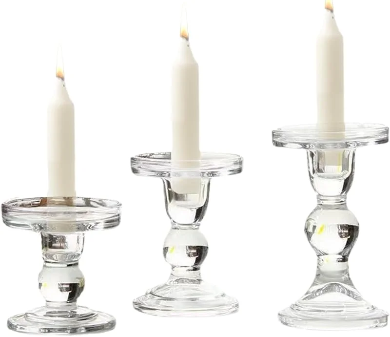 Marke: Dtaigou Kerzenhalter Aus Glas Für Stabkerzen Stehend 3er-Set Heimdekoration — Kerzenlicht Abendessen
