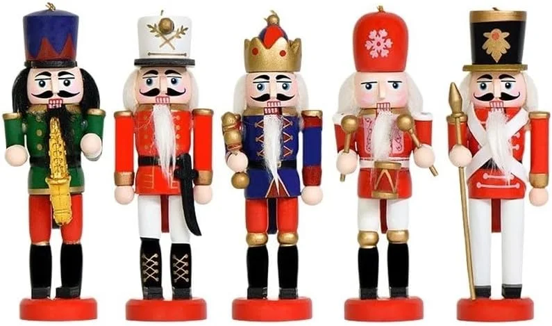 Besuche den ZWEquipint-Store 5er Set Nussknacker Figuren für Holz 12cm Handbemalt 5er Set — Weihnachtsdeko