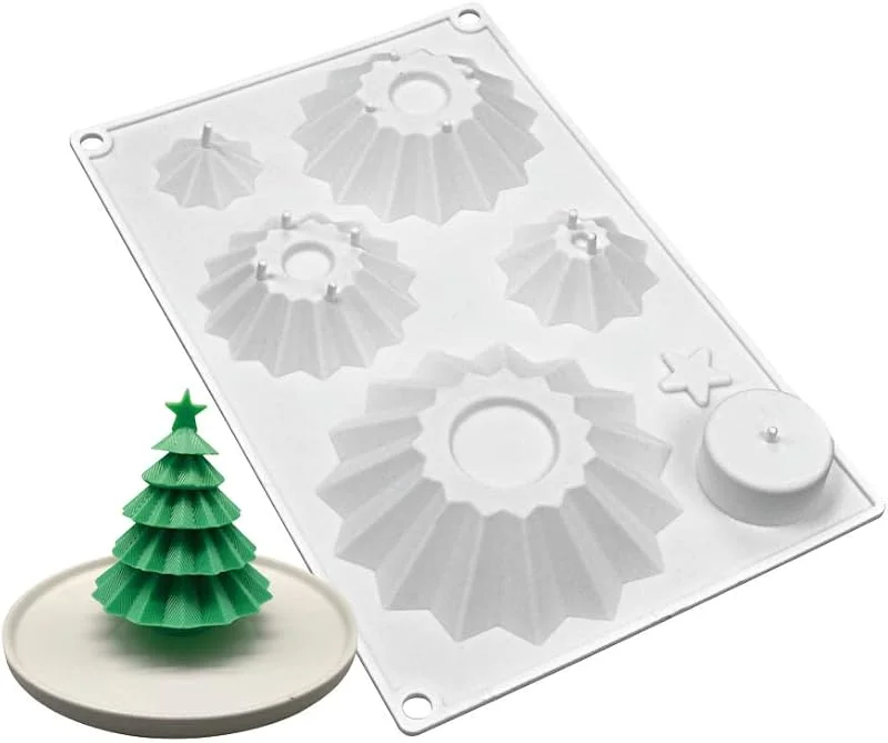 Besuche den XiaoShenLu-Store Französische Mousse-Kuchenformen aus Silikon, 3D-Backformen, DIY-Schokoladenseifenkerzenform, kombinierter Weihnachtsbaum — Weihnachtskueche