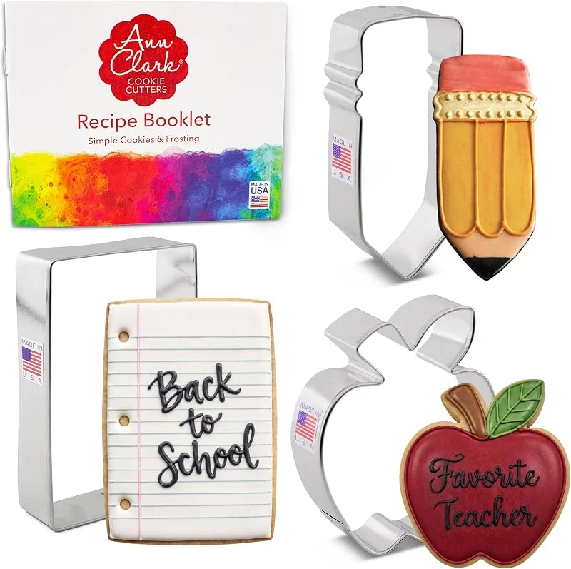 Besuche den Ann Clark Cookie Cutters-Store Schulanfang 3-teilig Set mit Apfel, Bleistift, Notizbuch von Ann Clark USA — Weihnachtskueche